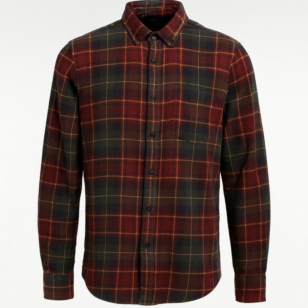 Lands' End Men's Button-Up Flannel Shirt Size XL Red Green Plaid